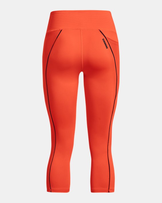 Women's UA RUSH™ HeatGear® No-Slip Waistband Pocket Capris, Orange, pdpMainDesktop image number 6